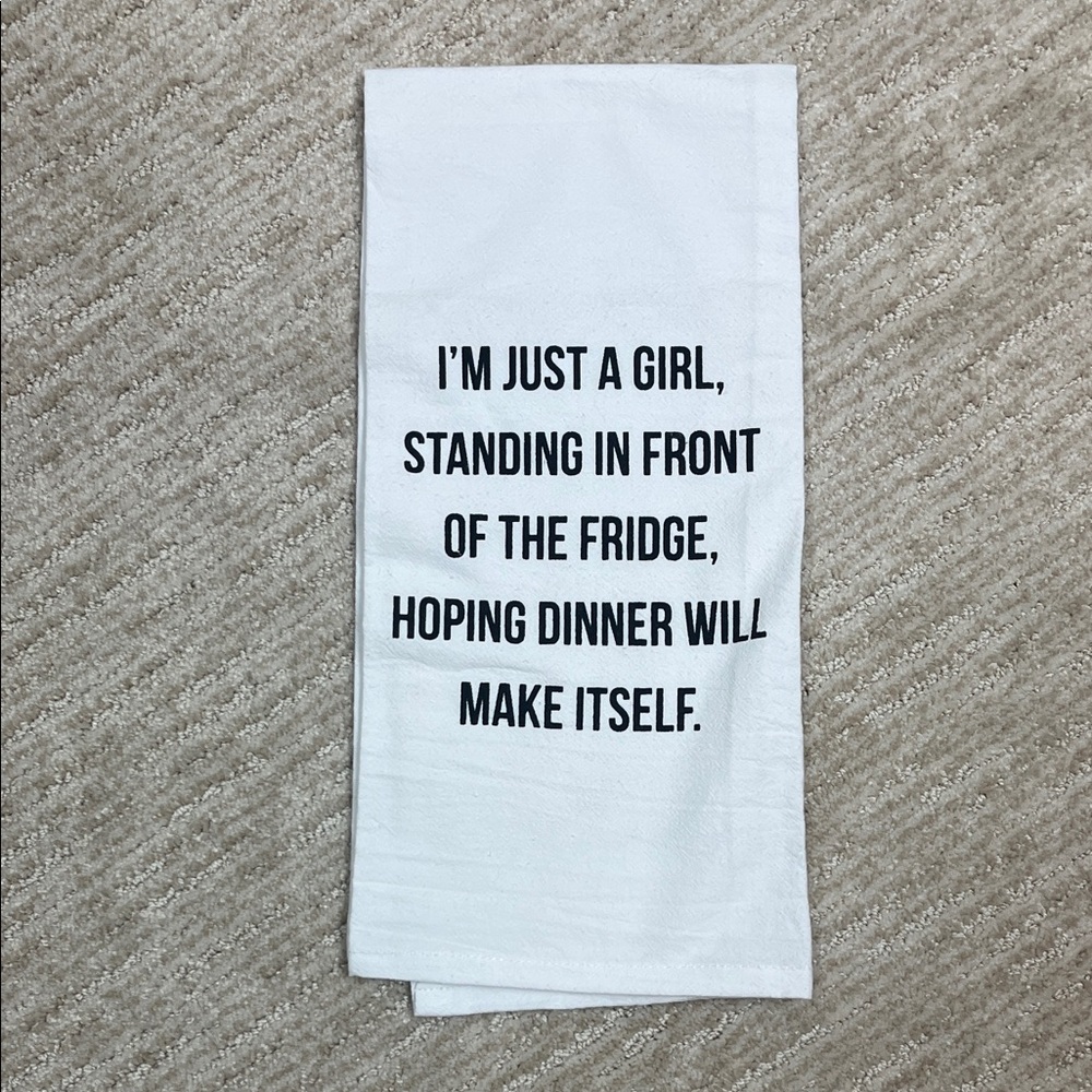 Tea TowelKitchen Towel Flour Sack Just A Girl Humorous Quote 100% Cotton